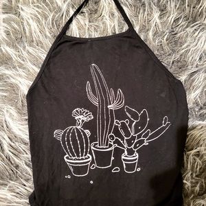 Cactus print halter crop top